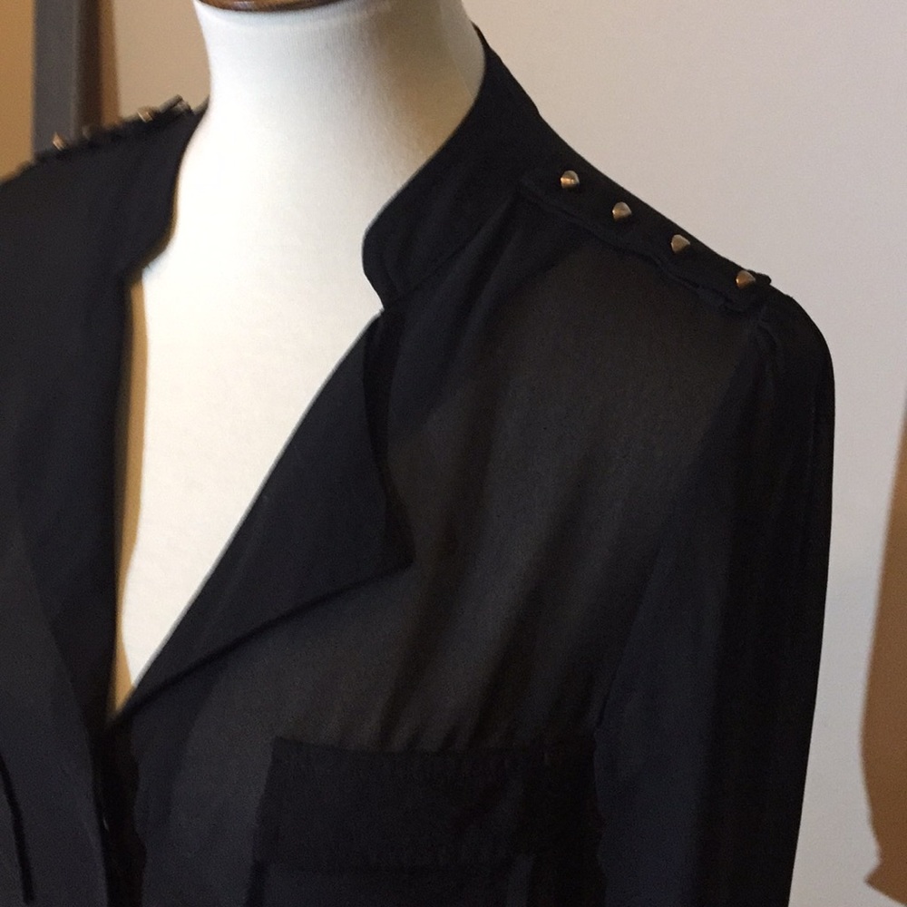 Sheer Gold Studs Button Down Blouse - image 6